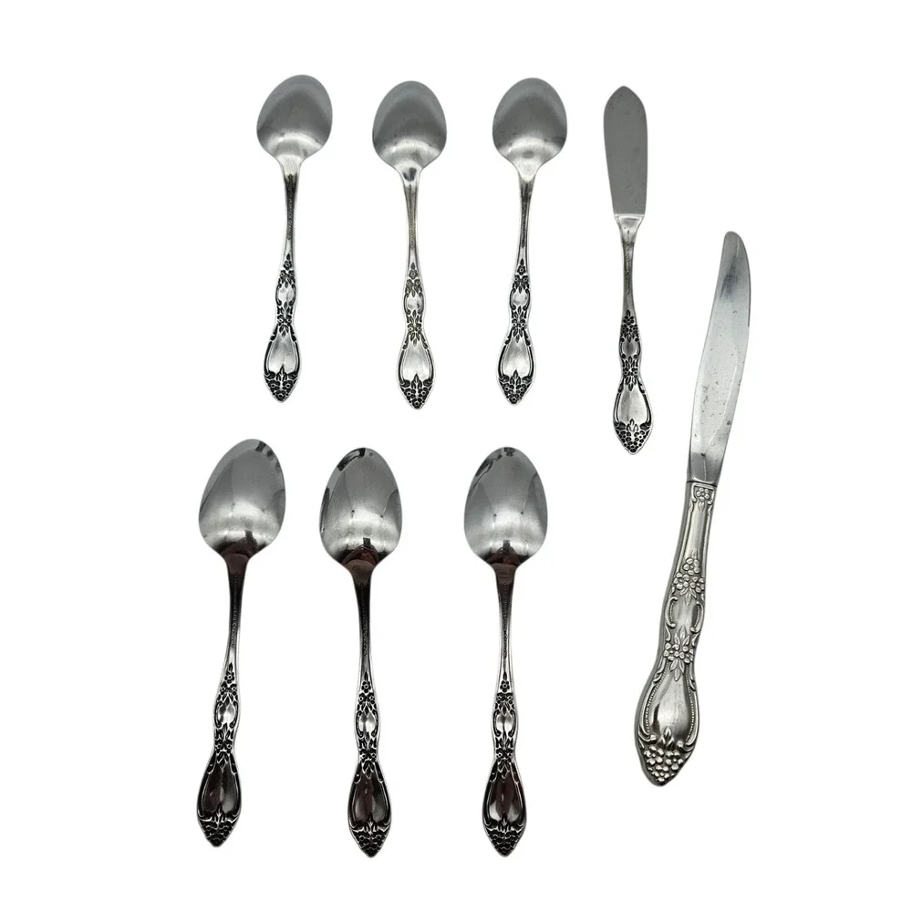 Oneida Wm. A. Rogers Huntington English Garden Stainless Flatware 8 pc Lot